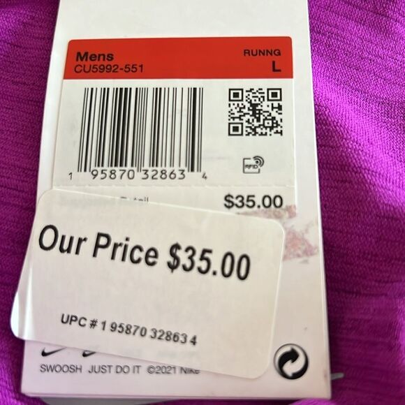 🆕 Nike Men's Purple Dri-FIT Short-Sleeve Running Shirt size L - Picture 3 of 4
